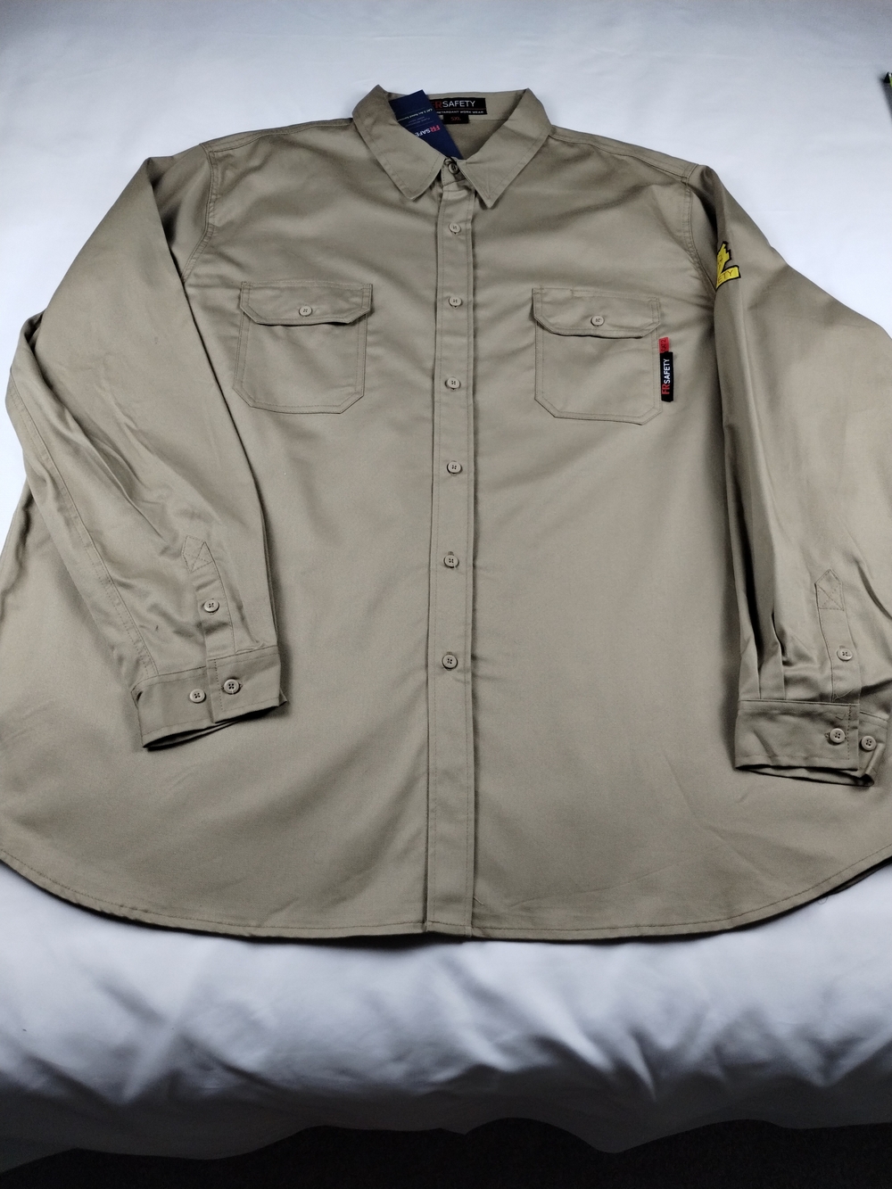 Safety Long-Sleeve Work Shirt - Khaki
